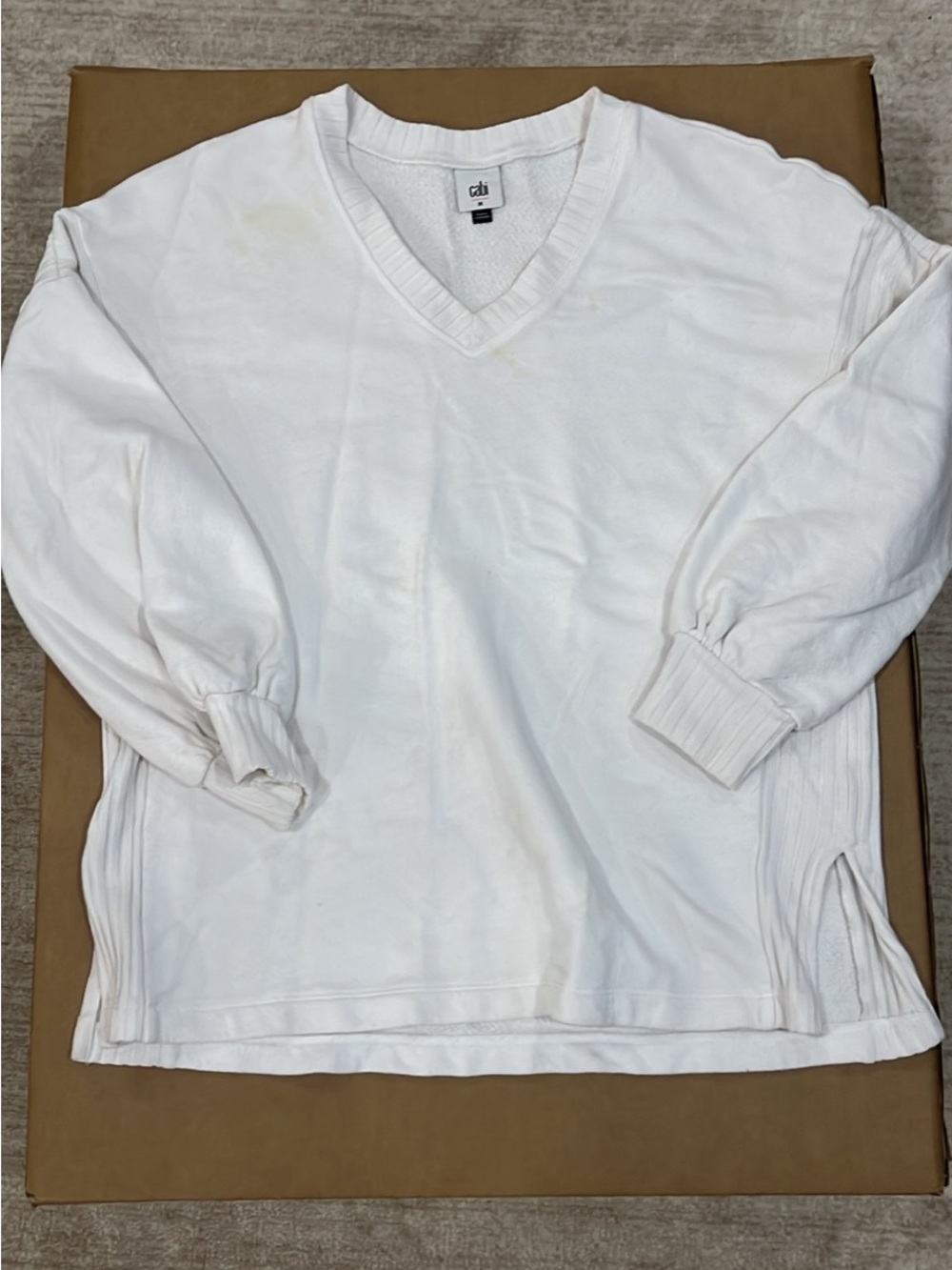 CAbi White Men's V-Neck Sweater
